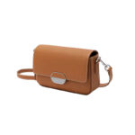 Flap Leather Sling Bag with Silver-Tone Clasp